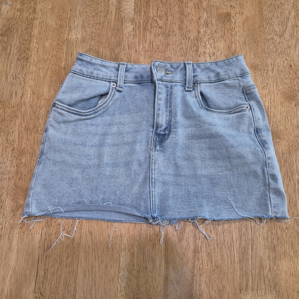 EUC Refuge Light Blue Denim Distressed Skirt
